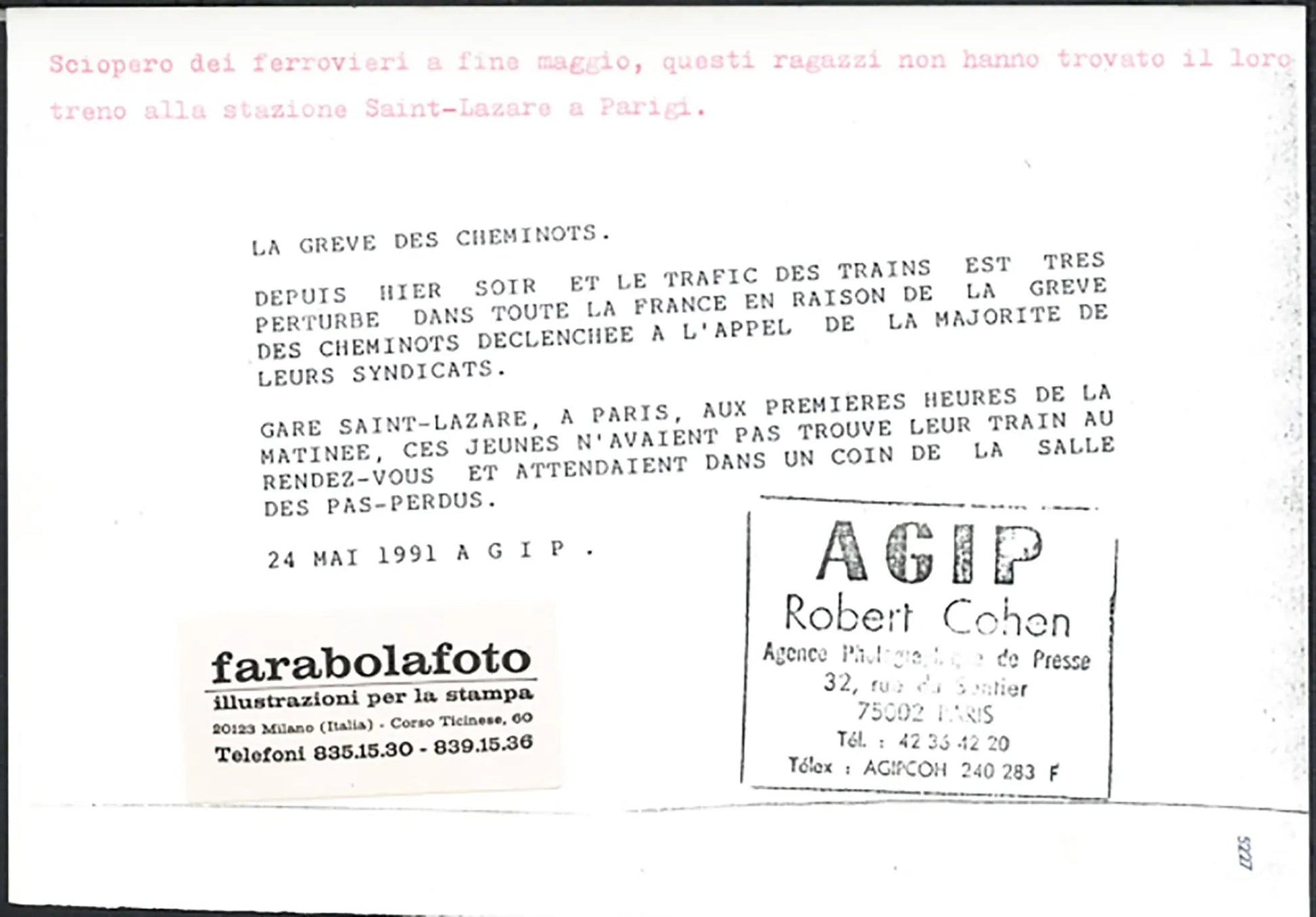 Sciopero dei ferrovieri a Parigi 1991 Ft 5227 - Stampa 21x15 cm - Farabola Stampa ai sali d'argento