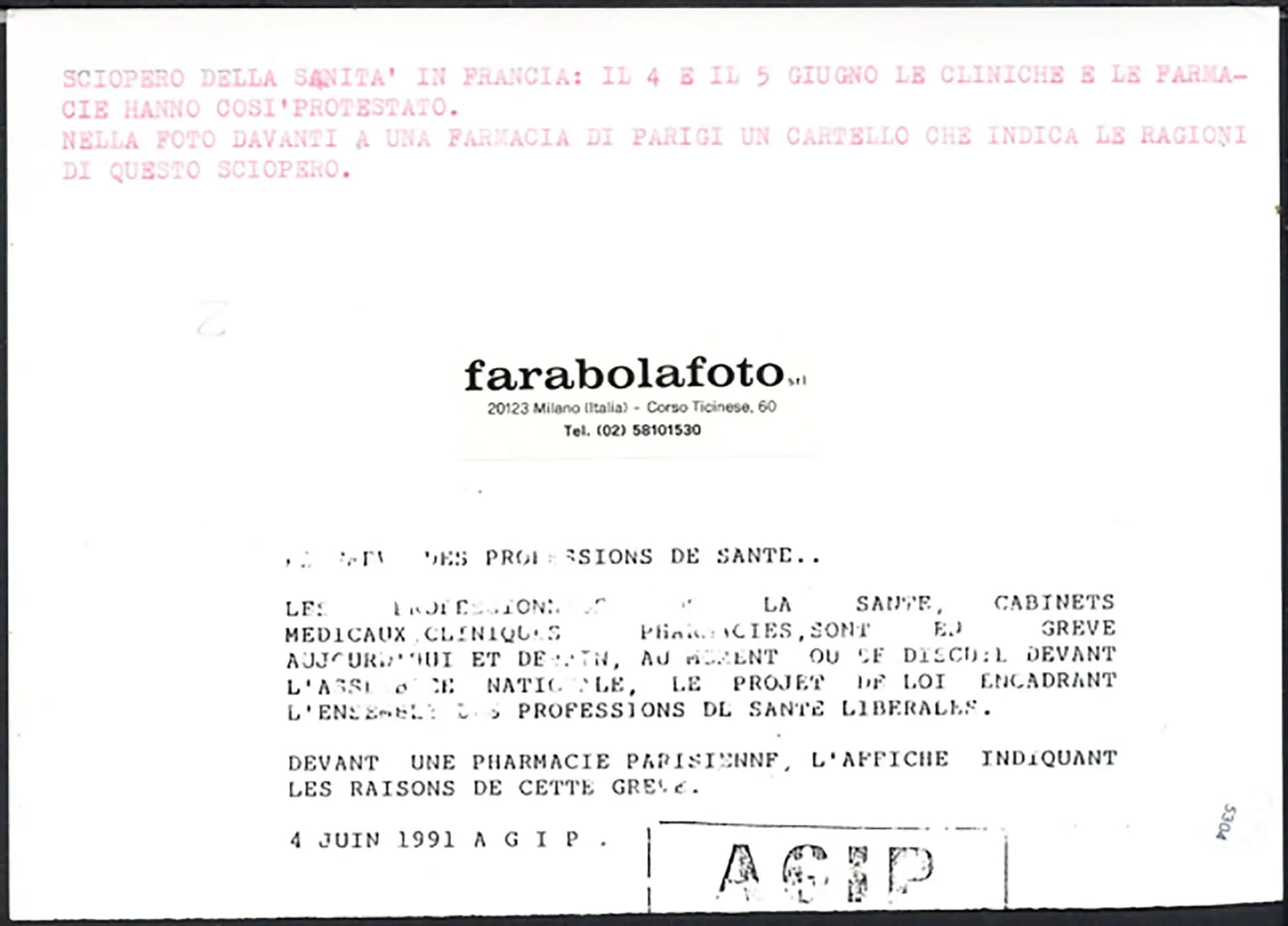 Sciopero della Sanità a Parigi 1991 Ft 5304 - Stampa 21x15 cm - Farabola Stampa ai sali d'argento