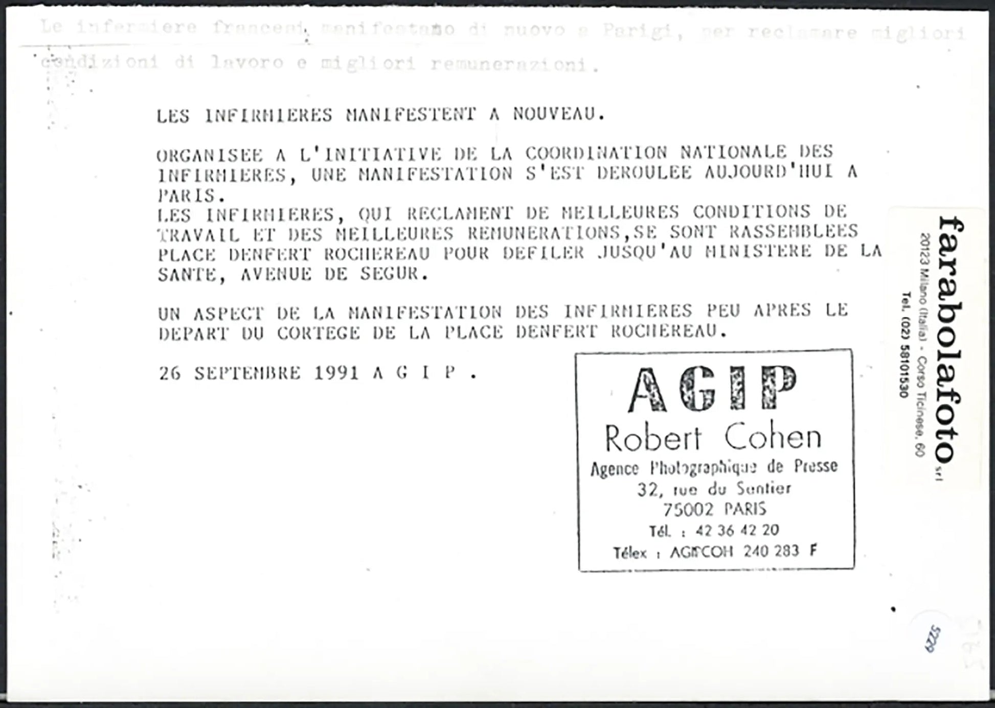 Sciopero delle infermiere a Parigi 1991 Ft 5229 - Stampa 21x15 cm - Farabola Stampa ai sali d'argento