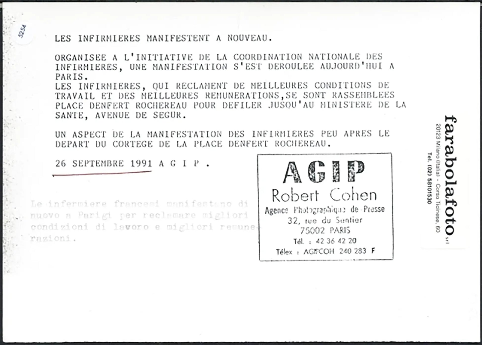 Sciopero delle infermiere a Parigi 1991 Ft 5254 - Stampa 21x15 cm - Farabola Stampa ai sali d'argento