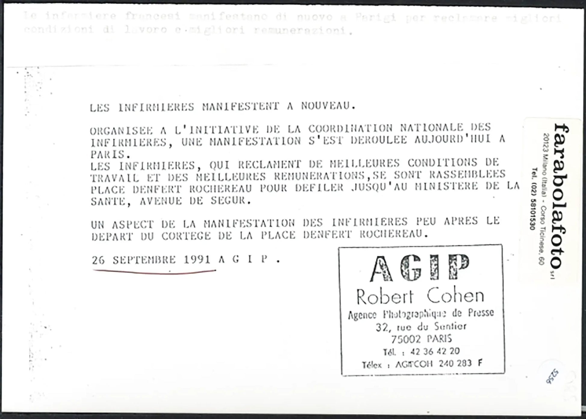 Sciopero delle infermiere a Parigi 1991 Ft 5256 - Stampa 21x15 cm - Farabola Stampa ai sali d'argento