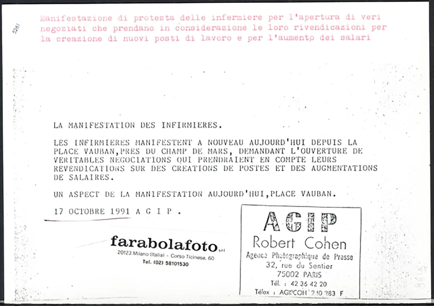 Sciopero delle infermiere a Parigi 1991 Ft 5261 - Stampa 21x15 cm - Farabola Stampa ai sali d'argento