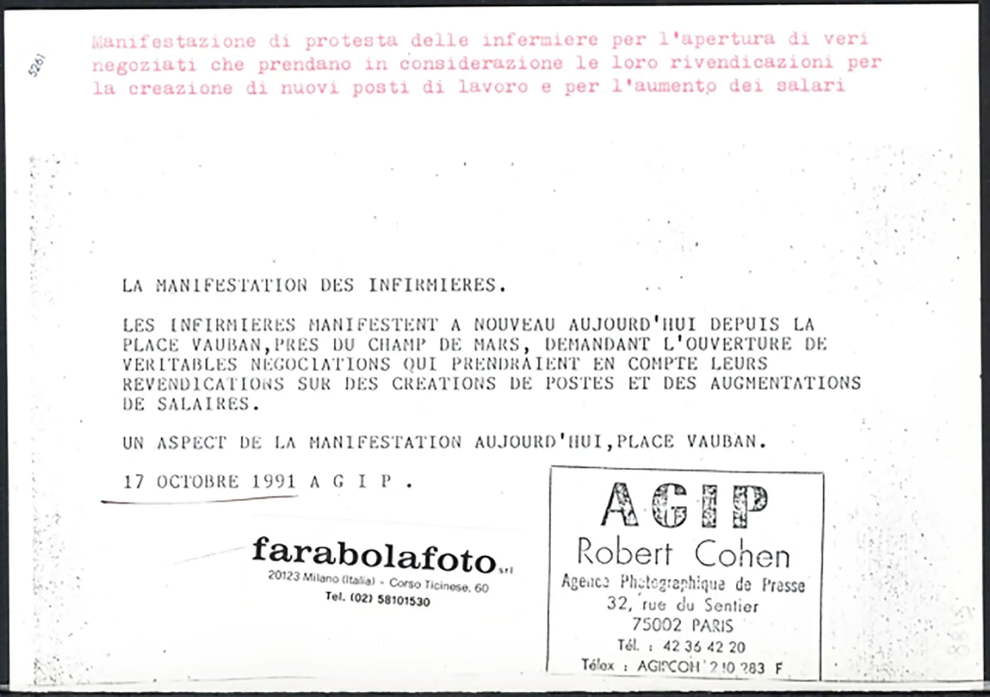 Sciopero delle infermiere a Parigi 1991 Ft 5261 - Stampa 21x15 cm - Farabola Stampa ai sali d'argento