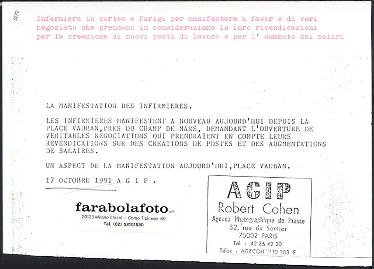 Sciopero delle infermiere a Parigi 1991 Ft 5272 - Stampa 21x15 cm - Farabola Stampa ai sali d'argento