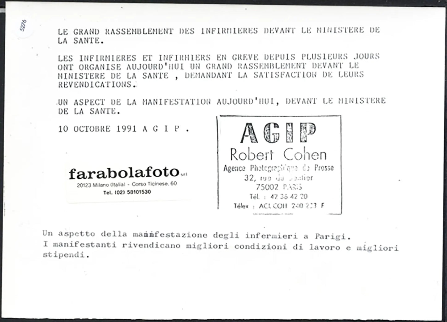 Sciopero delle infermiere a Parigi 1991 Ft 5276 - Stampa 21x15 cm - Farabola Stampa ai sali d'argento