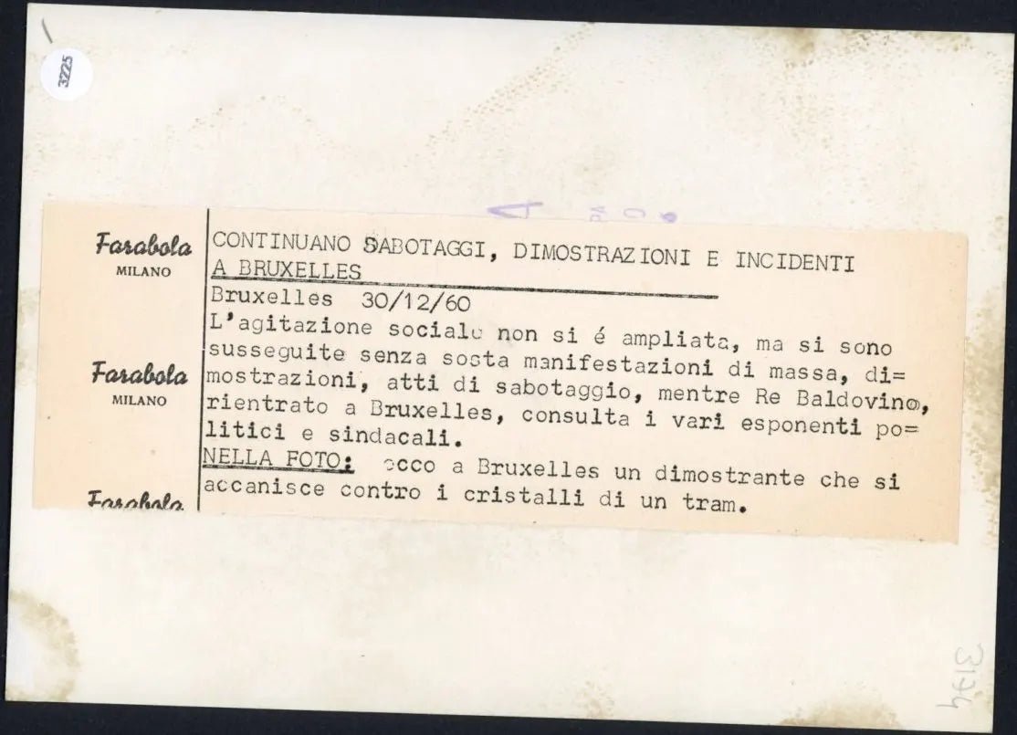 Scontri a Bruxelles 1960 Ft 3225 - Stampa 18x13 cm - Farabola Stampa ai sali d'argento