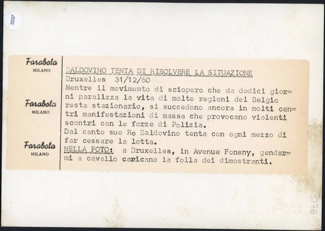 Scontri a Bruxelles 1960 Ft 3227 - Stampa 18x13 cm - Farabola Stampa ai sali d'argento