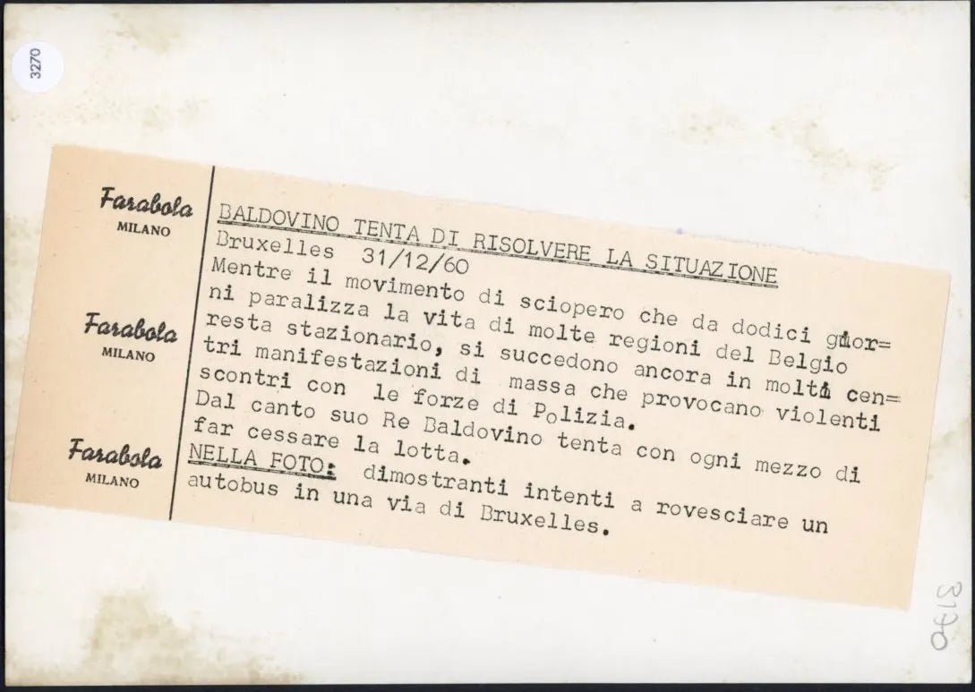 Scontri a Bruxelles 1960 Ft 3270 - Stampa 18x13 cm - Farabola Stampa ai sali d'argento