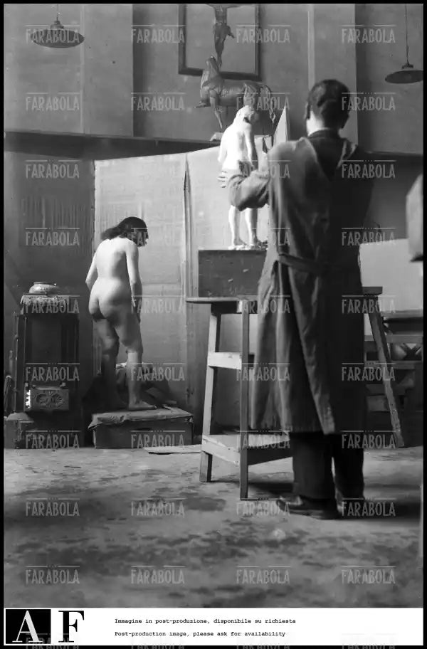 Scuola libera di nudo all'Accademia di Brera, Milano, 1946 - Farabola Immagine digitale