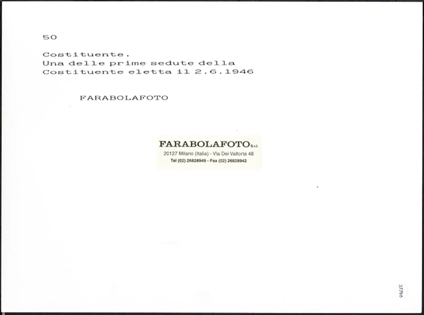 Seduta della Costituente 1946 Ft 37786 - Stampa 24x18 cm - Farabola Stampa ai sali d'argento (anni 90)
