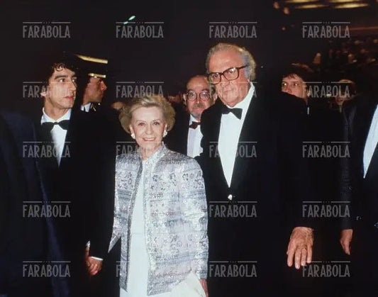 Sergio Rubini, Federico Fellini e Giulietta Masina, Festival di Cannes, 1993 - Farabola Immagine digitale