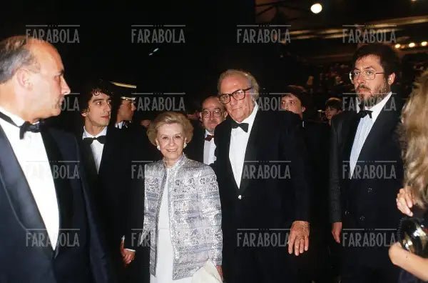 Sergio Rubini, Federico Fellini e Giulietta Masina, Festival di Cannes, 1993 - Farabola Immagine digitale