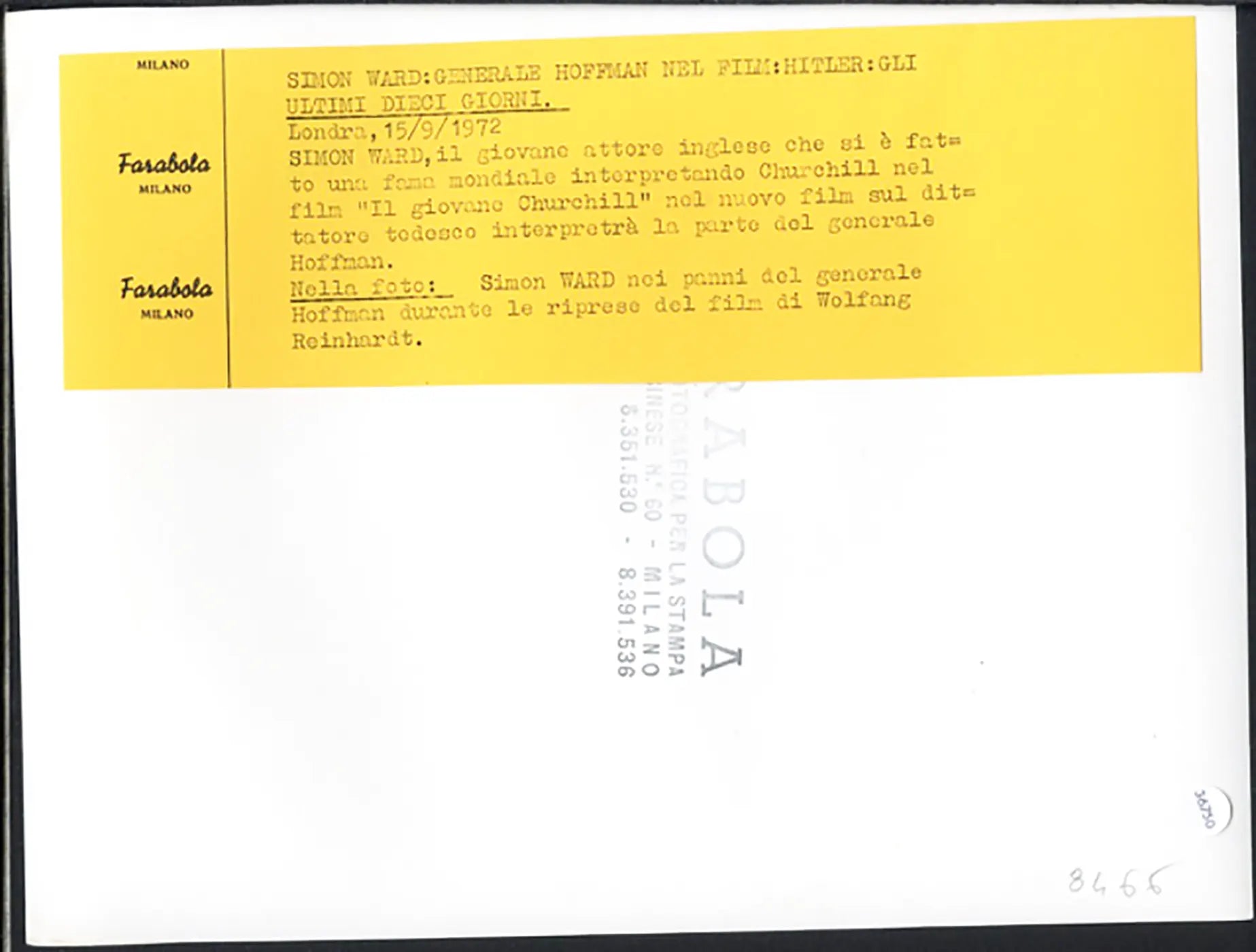 Simon Ward Film sul nazismo 1972 Ft 36750 - Stampa 24x18 cm - Farabola Stampa ai sali d'argento