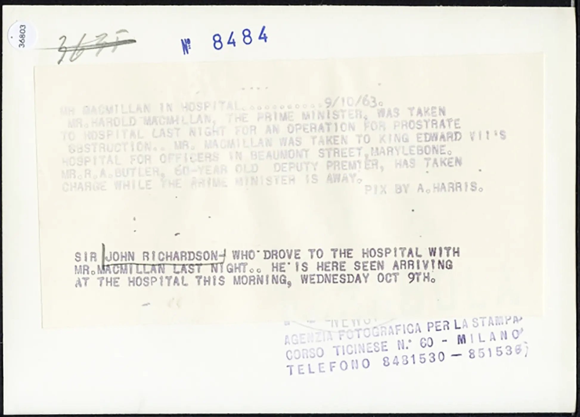 Sir John Richardson 1963 Ft 36803 - Stampa 13x18 cm - Farabola Stampa ai sali d'argento