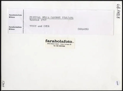 Sonny and Cher Sanremo 1967 Ft 35659 - Stampa 24x18 cm - Farabola Stampa ai sali d'argento (anni 90)