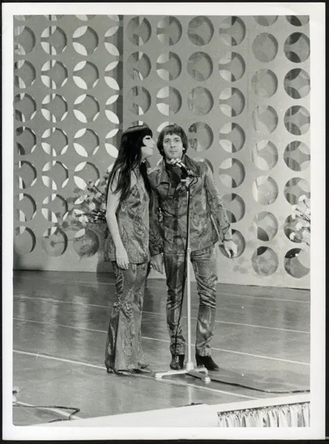 Sonny and Cher Sanremo 1967 Ft 35659 - Stampa 24x18 cm - Farabola Stampa ai sali d'argento (anni 90)