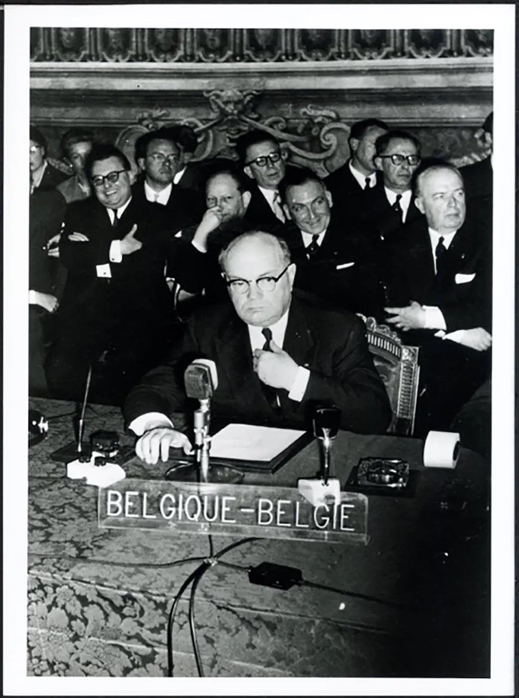 Spaak firma il Trattato di Roma 1957 Ft 37774 - Stampa 24x18 cm - Farabola Stampa ai sali d'argento (anni 90)