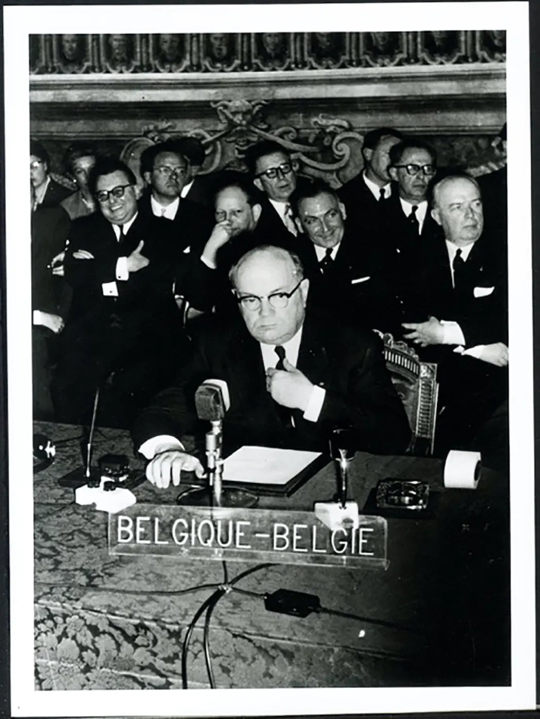 Spaak firma il Trattato di Roma 1957 Ft 37960 - Stampa 24x18 cm - Farabola Stampa ai sali d'argento (anni 90)