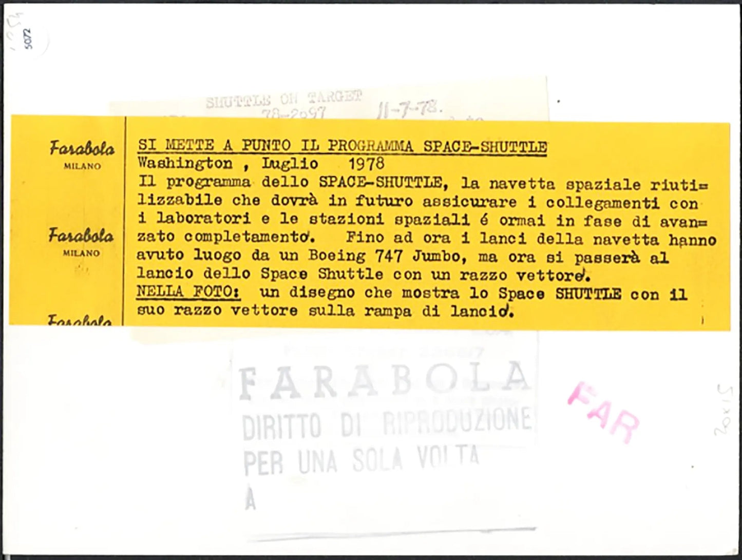 Space Shuttle con razzo vettore 1978 Ft 5072 - Stampa 20x15 cm - Farabola Stampa ai sali d'argento