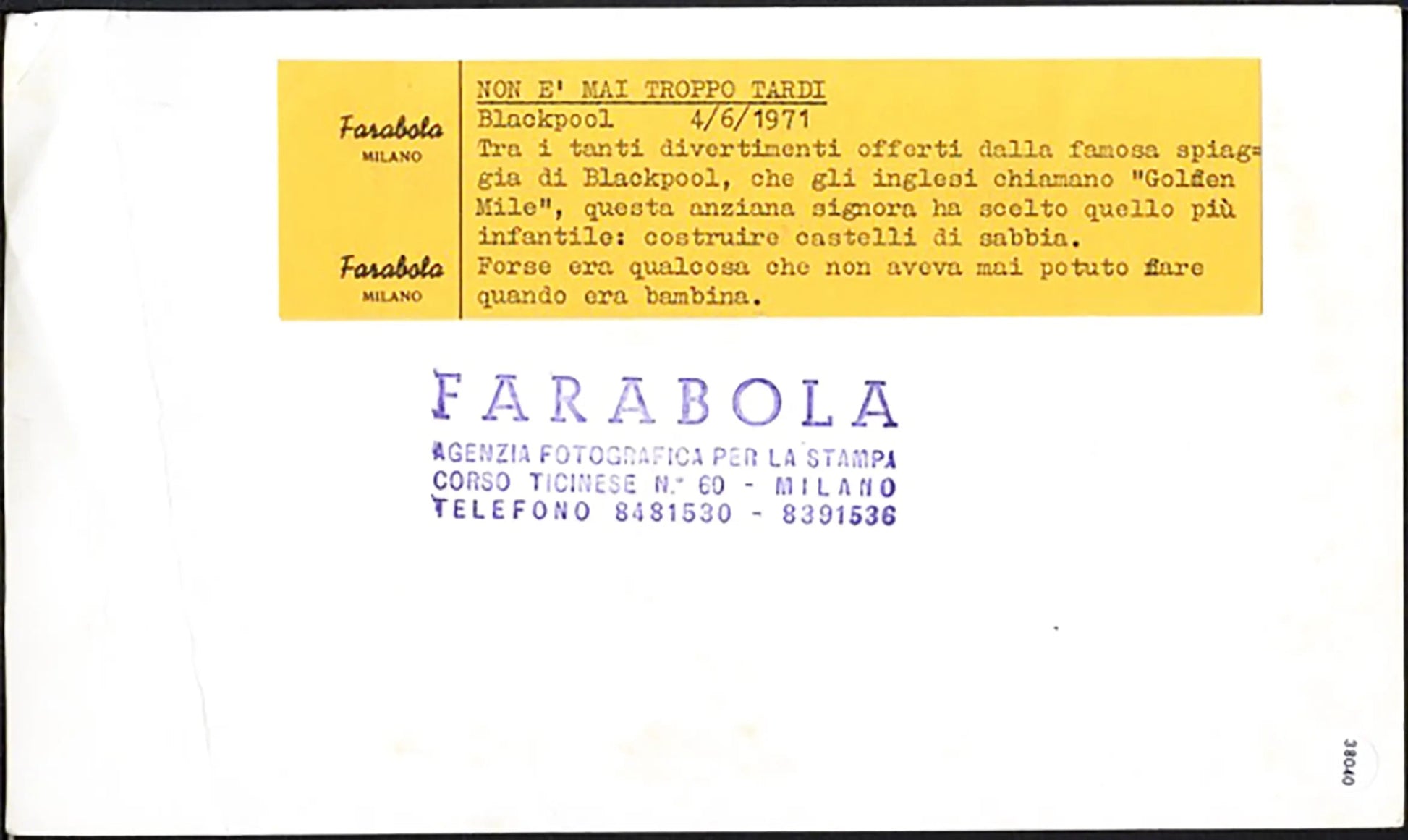 Spiaggia di Blackpool 1971 Ft 38040 - Stampa 24x15 cm - Farabola Stampa ai sali d'argento