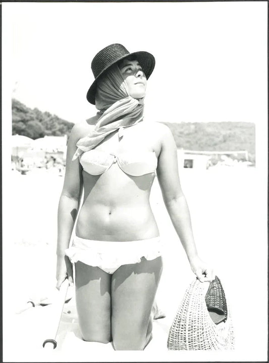 Spiaggia di Pampellone Saint Tropez 1959 Ft 37412 - Stampa 24x18 cm - Farabola Stampa ai sali d'argento