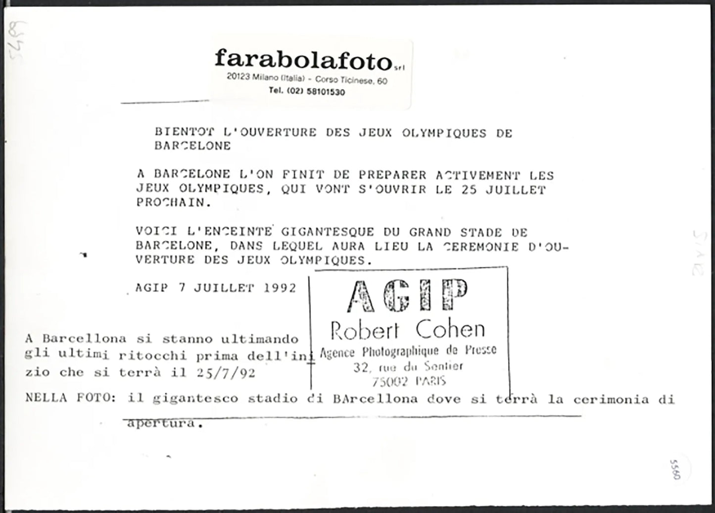 Stadio di Barcellona 1992 Ft 5560 - Stampa 21x15 cm - Farabola Stampa ai sali d'argento