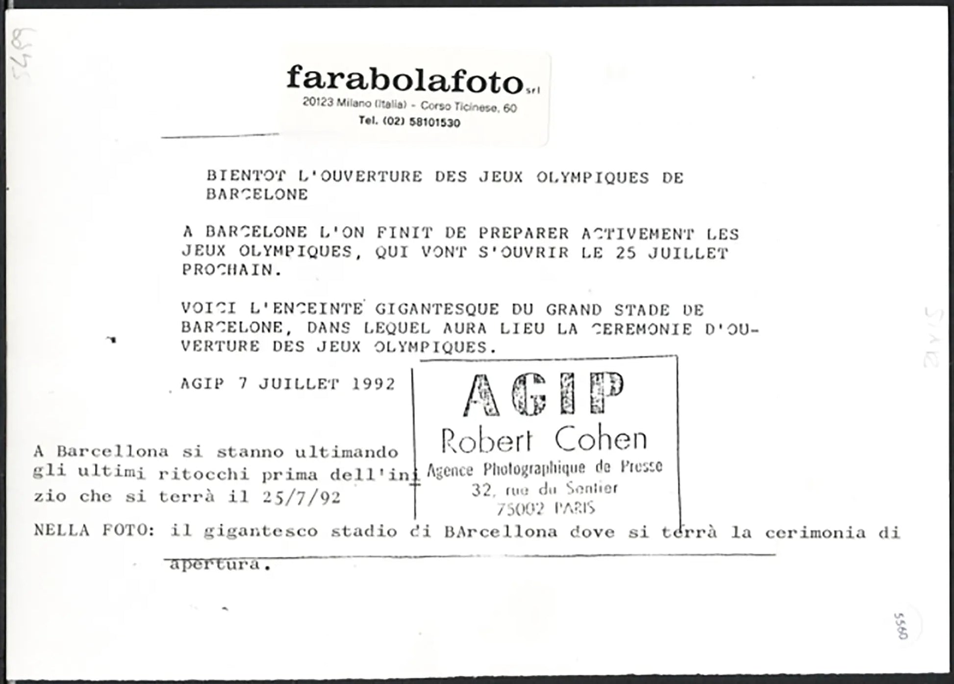 Stadio di Barcellona 1992 Ft 5560 - Stampa 21x15 cm - Farabola Stampa ai sali d'argento