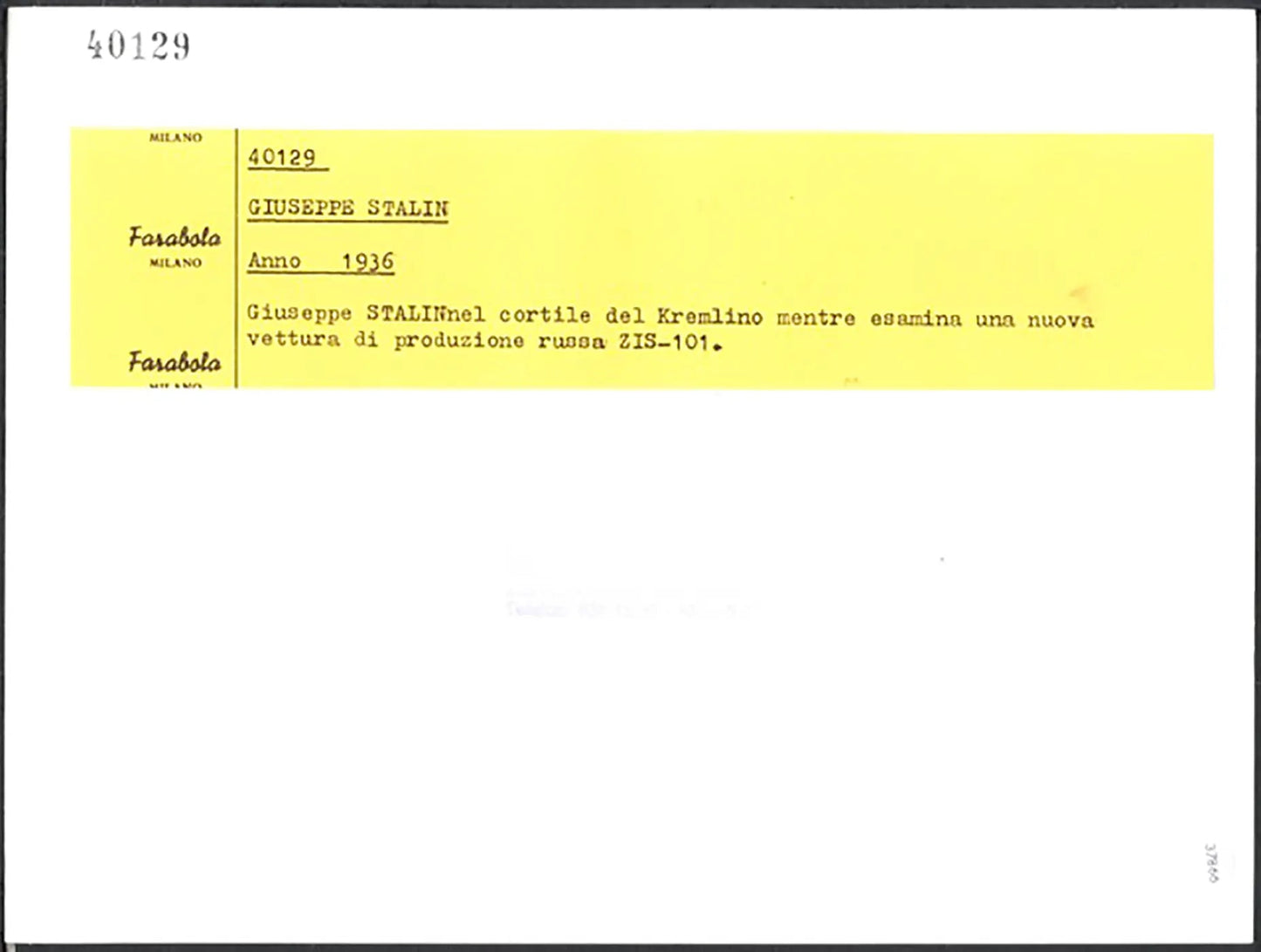 Stalin con un'auto ZIS - 101 1936 Ft 37866 - Stampa 24x18 cm - Farabola Stampa ai sali d'argento
