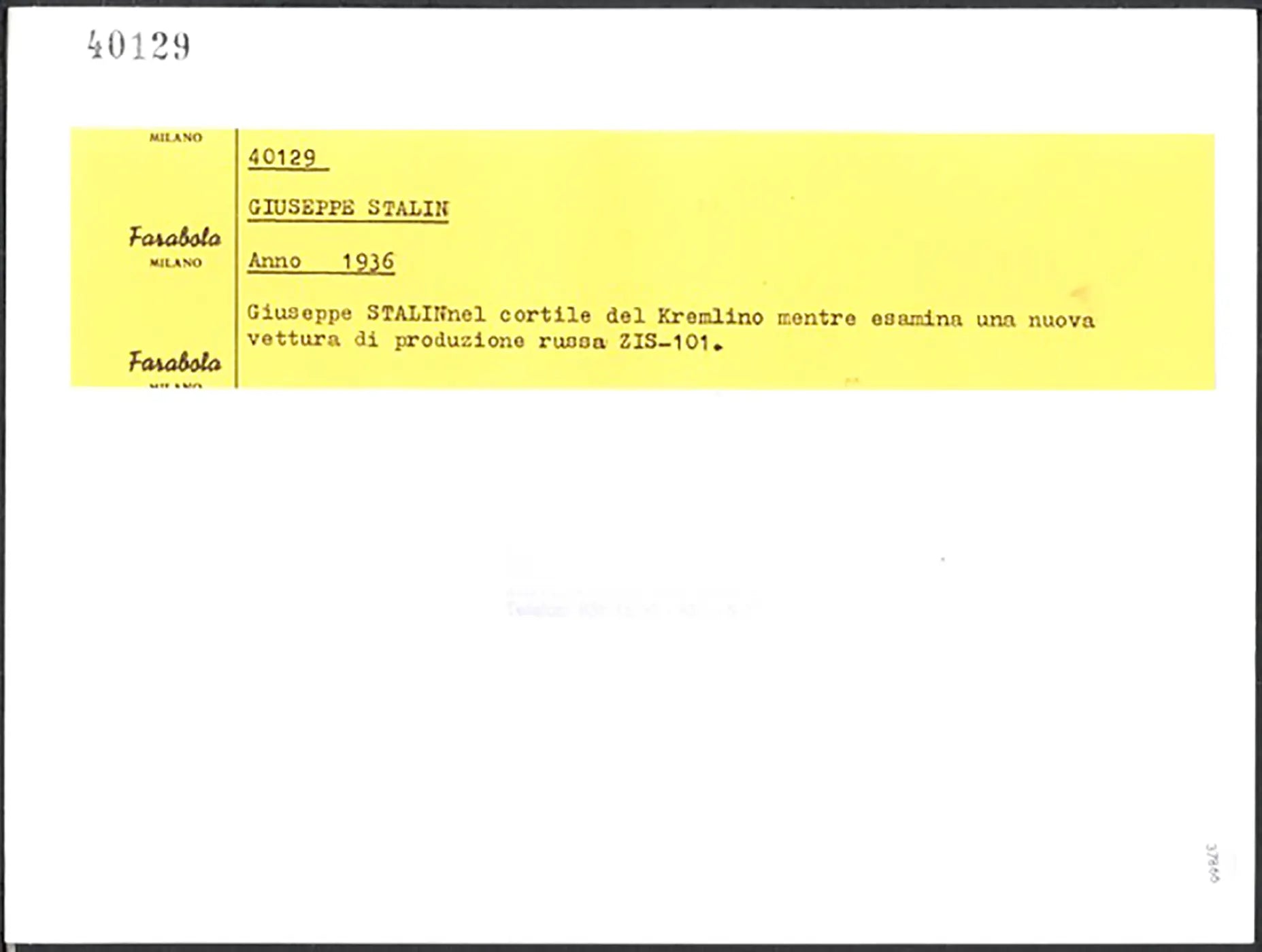 Stalin con un'auto ZIS - 101 1936 Ft 37866 - Stampa 24x18 cm - Farabola Stampa ai sali d'argento