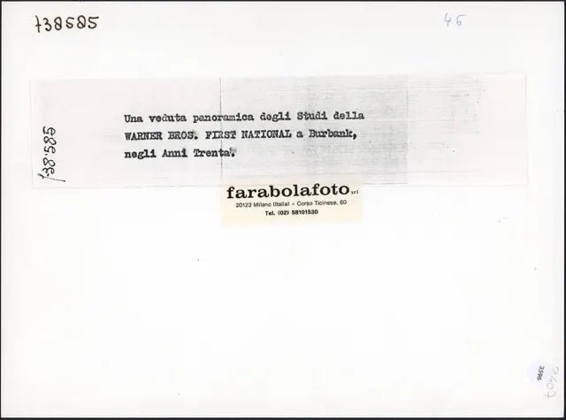 Studi Warner Bros a Burbank anni 30 Ft 3596 - Stampa 24x18 cm - Farabola Stampa ai sali d'argento (anni 90)