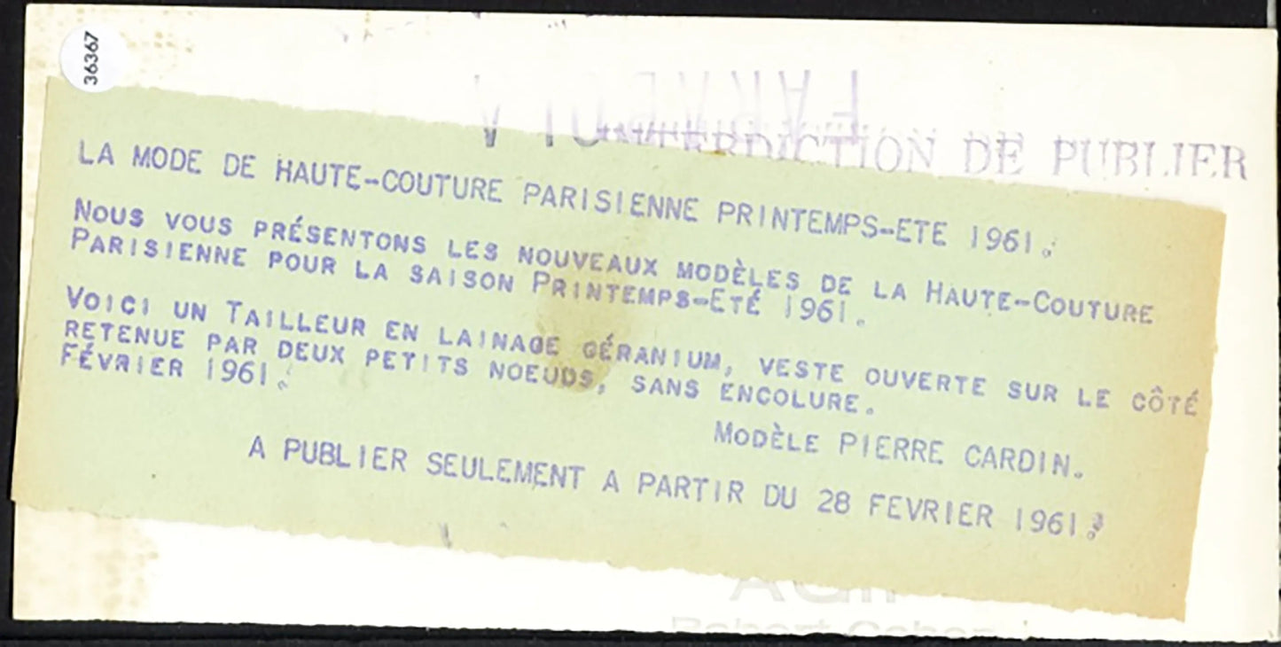 Tailleur Pierre Cardin 1961 Ft 36367 - Stampa 9x18 cm - Farabola Stampa ai sali d'argento