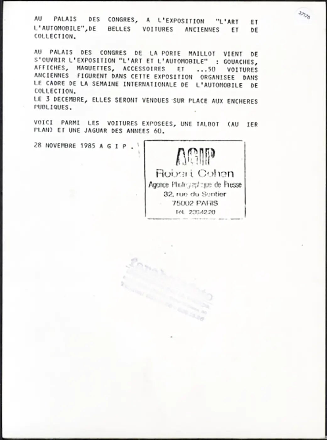 Talbot e Jaguar anni 60 in mostra 1985 Ft 37176 - Stampa 24x18 cm - Farabola Stampa ai sali d'argento