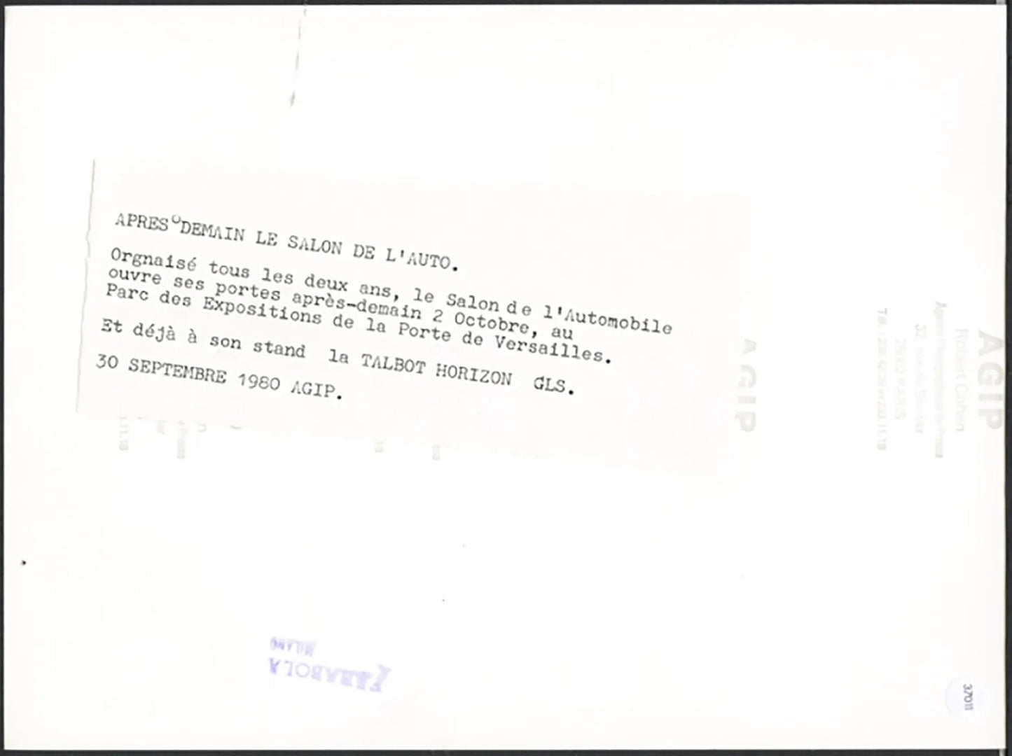 Talbot Horizon GLS Salone Auto Parigi 1980 Ft 37011 - Stampa 24x18 cm - Farabola Stampa ai sali d'argento