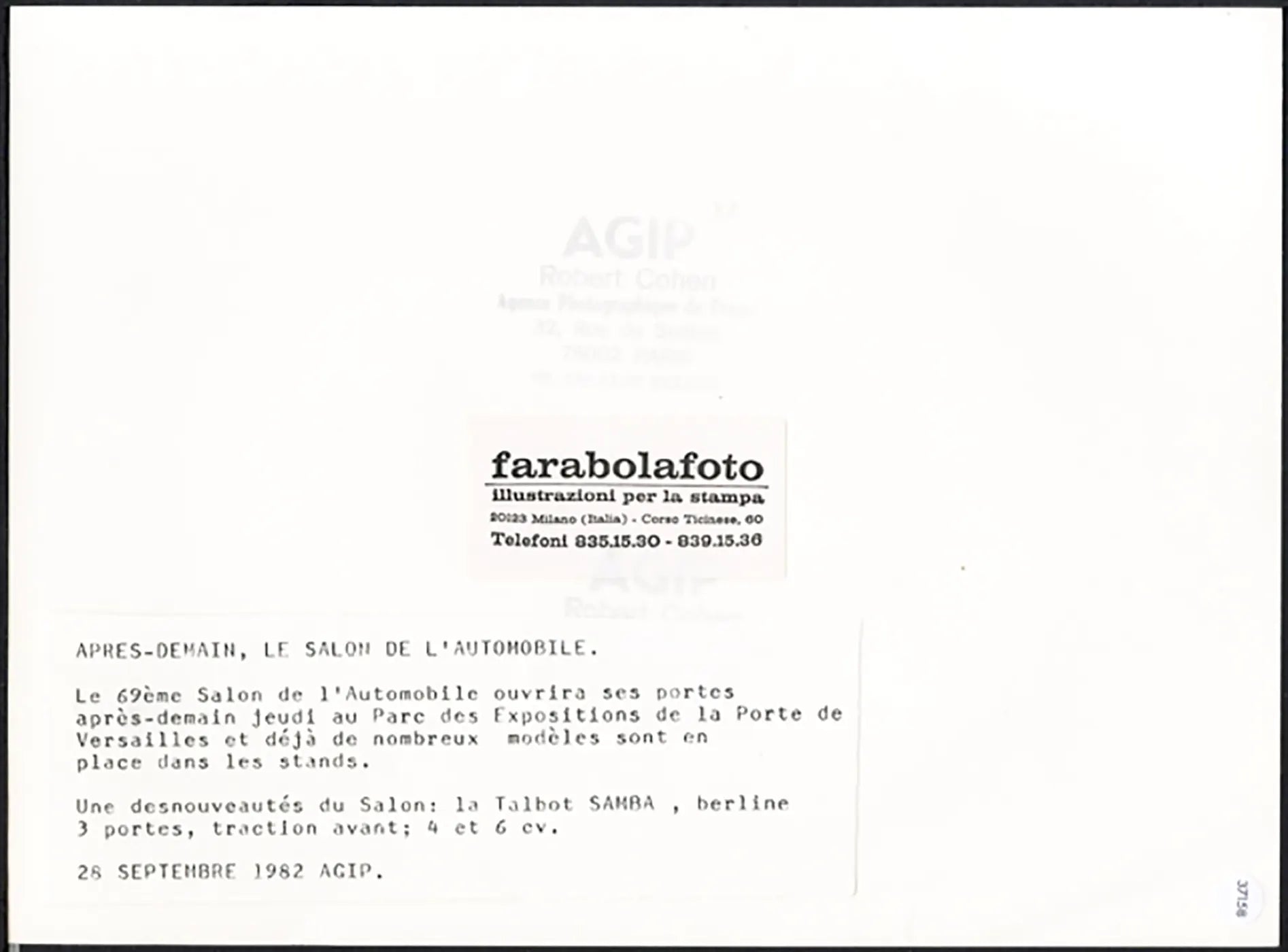 Talbot - Samba Salone Auto Parigi 1982 Ft 37158 - Stampa 24x18 cm - Farabola Stampa ai sali d'argento