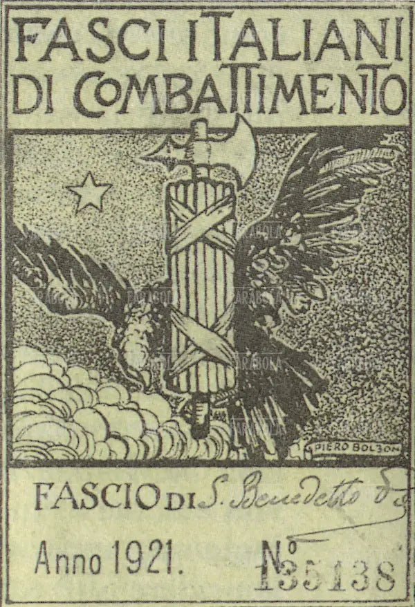 Tessera del Fascio, 1921 - Farabola Immagine digitale