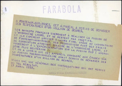 Test sulla fusione dell'idrogeno 1959 Ft 3324 - Stampa 18x13 cm - Farabola Stampa ai sali d'argento