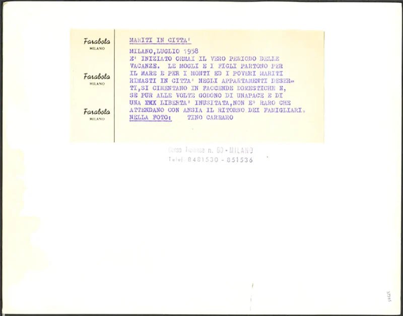 Tino Carraro 1958 Ft 37385 - Stampa 21x27 cm - Farabola Stampa ai sali d'argento (anni 90)