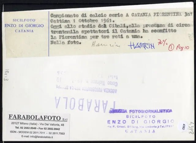 Tiro di Hamrin Fiorentina 1961 Ft 4182 - Stampa 18x13 cm - Farabola Stampa ai sali d'argento