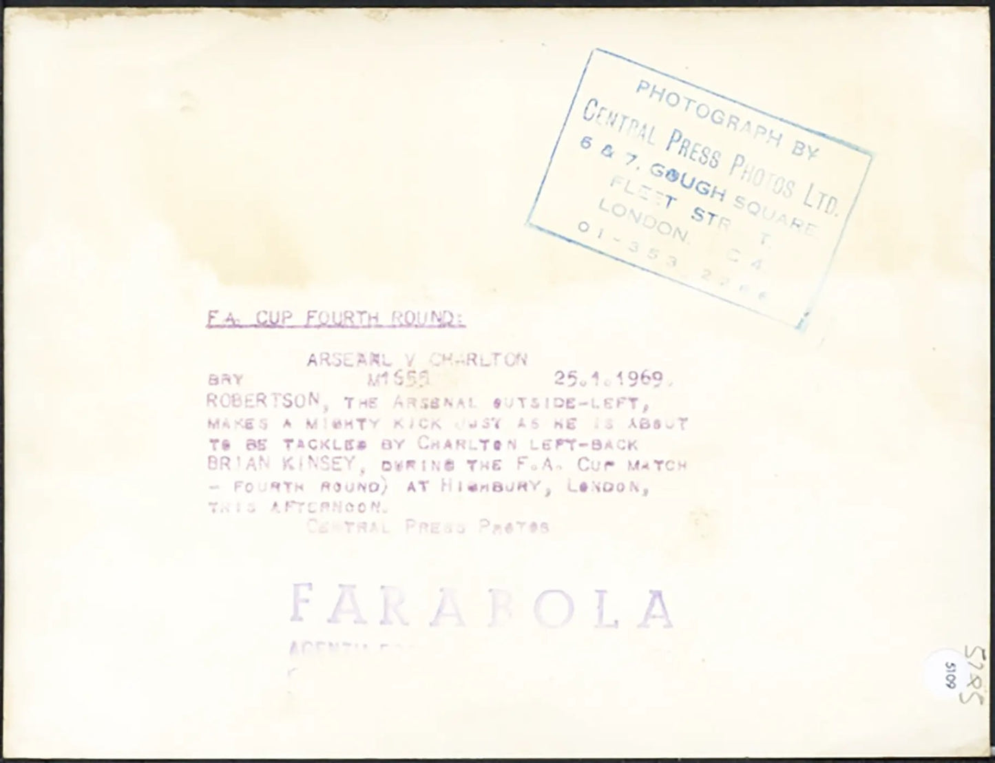 Tiro di Robertson dell'Arsenal 1968 Ft 5109 - Stampa 20x15 cm - Farabola Stampa ai sali d'argento