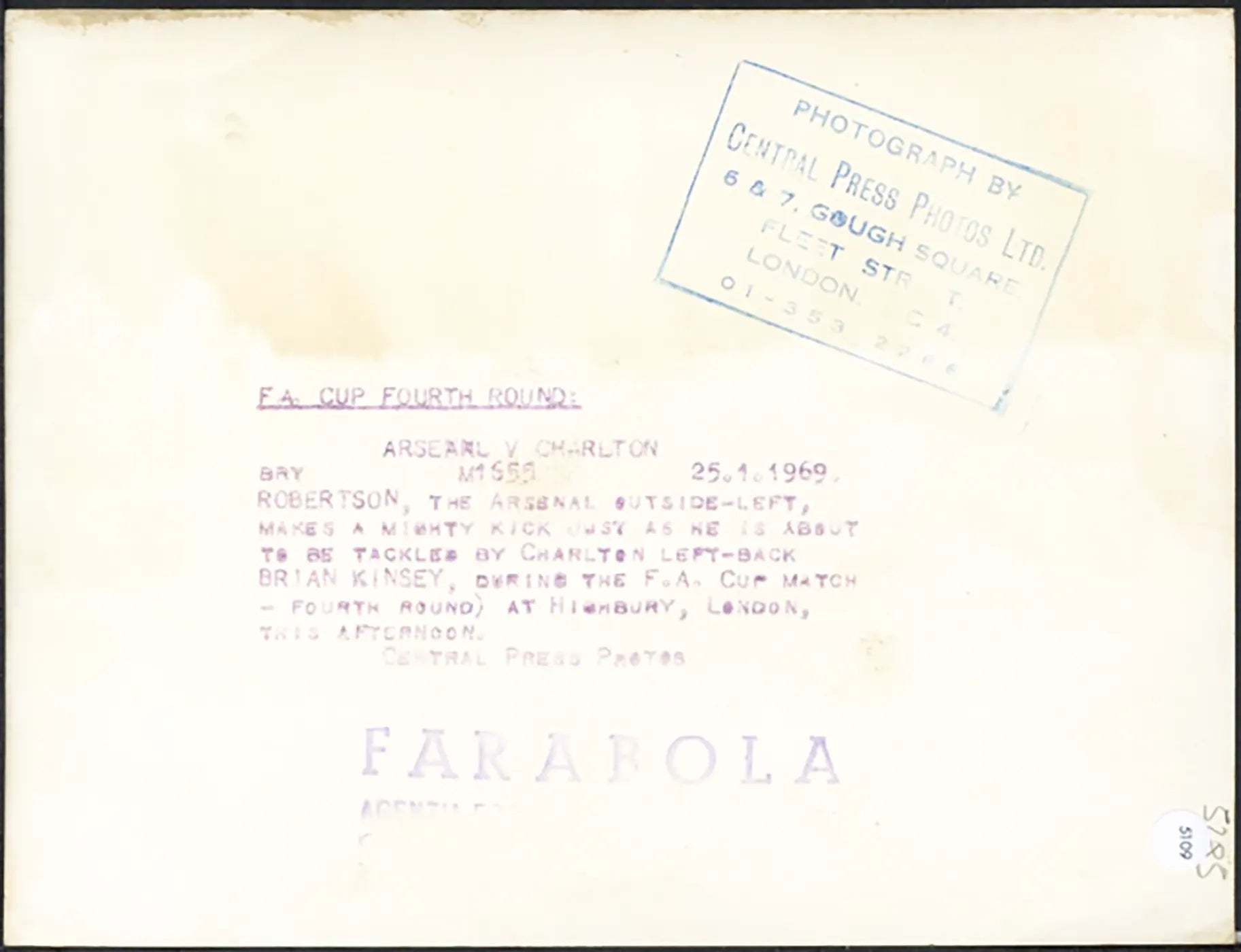 Tiro di Robertson dell'Arsenal 1968 Ft 5109 - Stampa 20x15 cm - Farabola Stampa ai sali d'argento