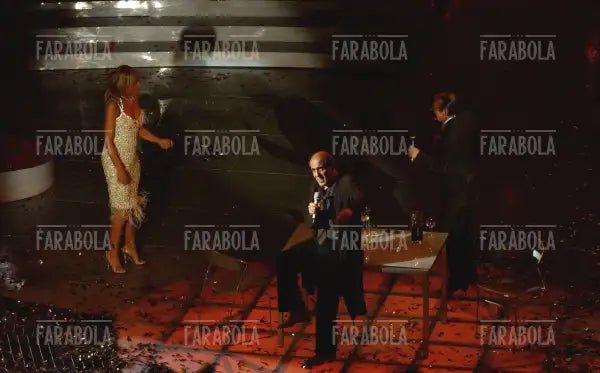 Tony Renis, Adriano Celentano e Simona Ventura, Festival di Sanremo, 2004 - Farabola Immagine digitale