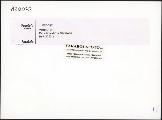 Torino Facciata Stazione 900 Ft 3565 - Stampa 24x18 cm - Farabola Stampa ai sali d'argento (anni 90)