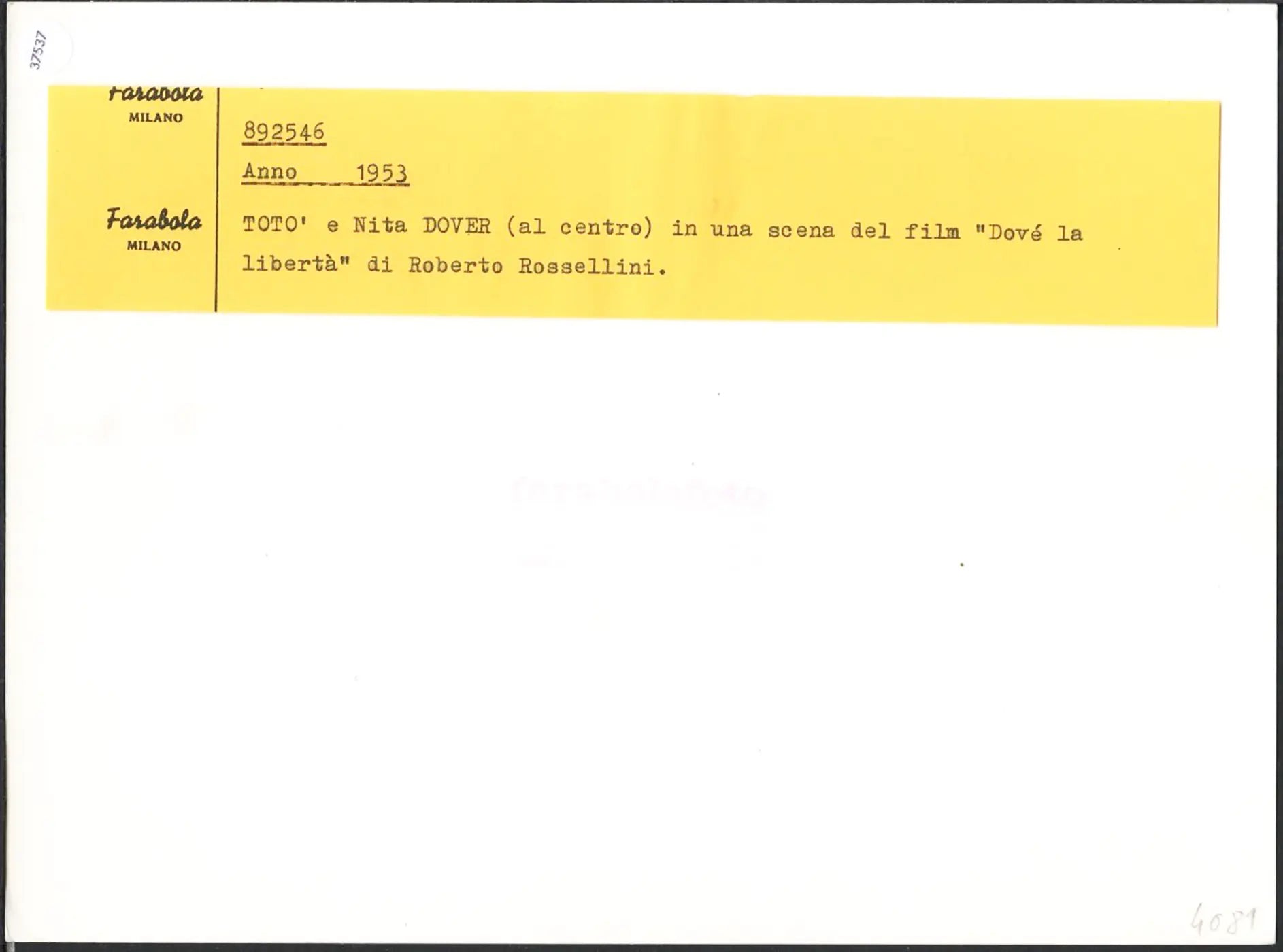 Totò e Nita Dover 1953 Ft 37537 - Stampa 24x18 cm - Farabola Stampa ai sali d'argento