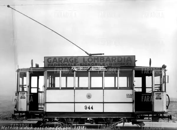 Tram a 2 assi di tipo Edison, Milano, 1918 - Farabola Immagine digitale