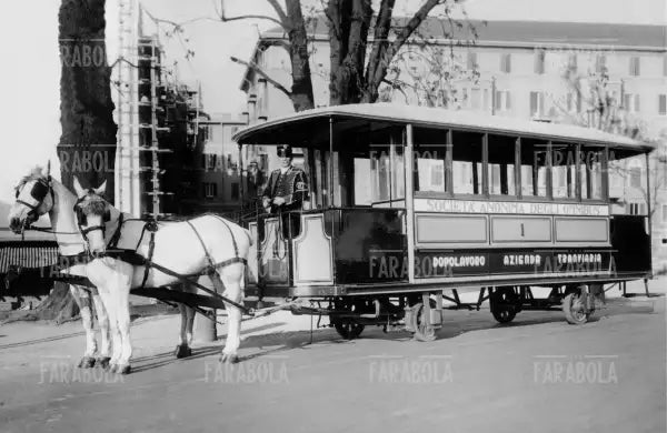 Tram a cavalli, Milano, 1934 - Farabola Immagine digitale