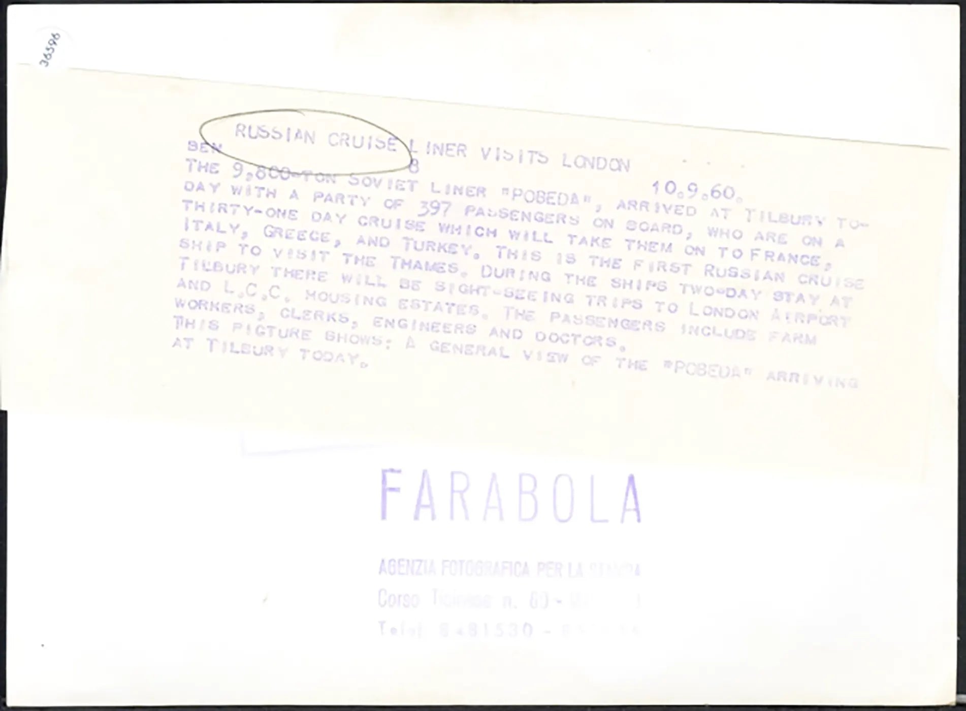 Transatlantico sovietico Pobeda 1960 Ft 36596 - Stampa 20x15 cm - Farabola Stampa ai sali d'argento