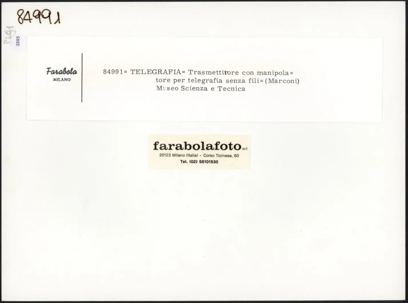 Trasmettitore per telegrafia senza fili Ft 3395 - Stampa 24x18 cm - Farabola Stampa ai sali d'argento (anni 90)