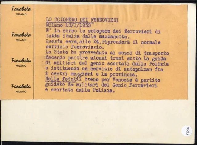 Treno per Venezia 1953 Ft 36013 - Stampa 21x15 cm - Farabola Stampa ai sali d'argento