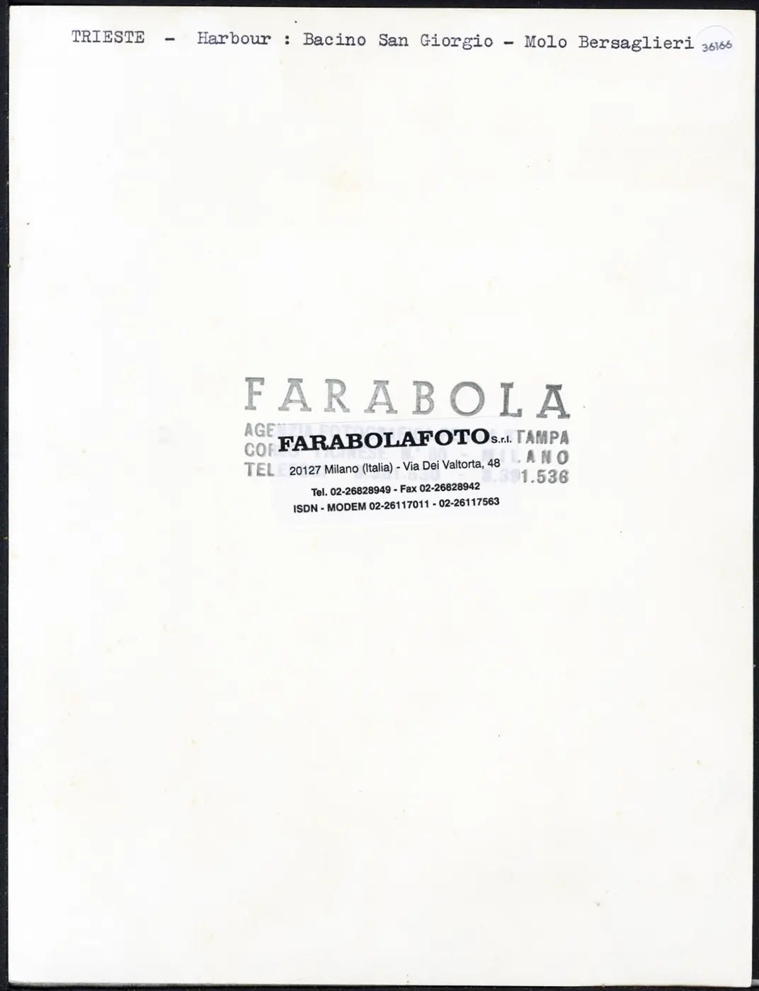 Trieste Molo Bersaglieri anni 60 Ft 36166 - Stampa 24x18 cm - Farabola Stampa ai sali d'argento