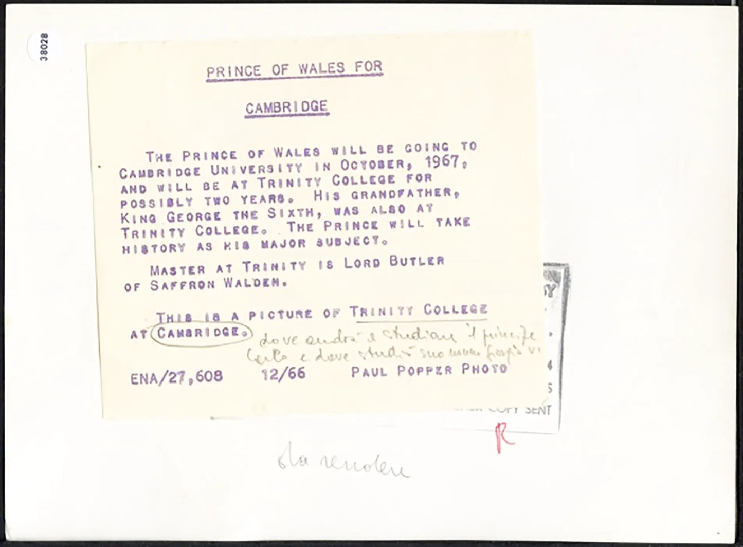 Trinity College a Cambridge 1966 Ft 38028 - Stampa 18x13 cm - Farabola Stampa ai sali d'argento